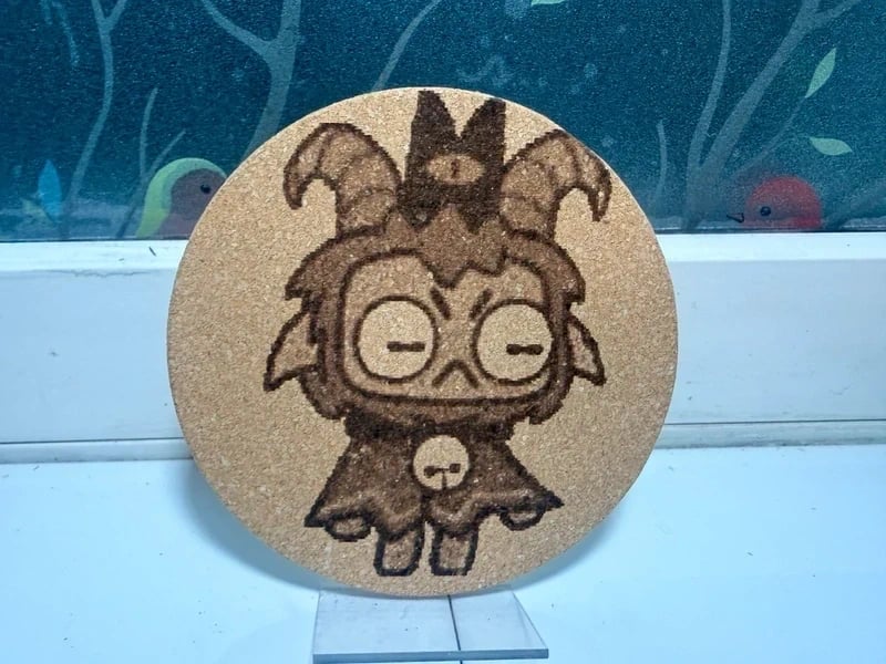 Cult of the Lamb Cork Laser Etched Coaster