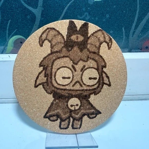 Cult of the Lamb Cork Laser Etched Coaster