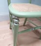 Antique chair in pale green chalk paint, re-caned seat, upcycled - Image 2