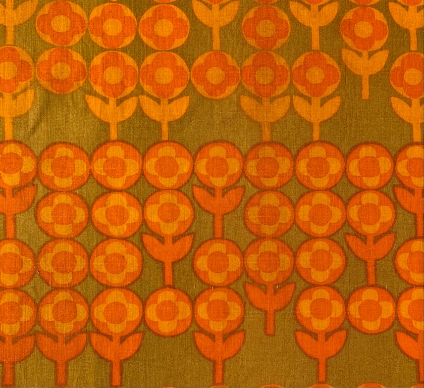 Retro Orange Daisy VERDURE RARE Heals 60s 70s  vintage fabric Lampshade