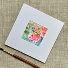 Original art card, blank card, hand painted, mixed media card for art lovers