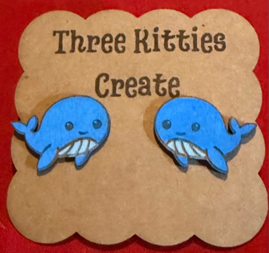 Ocean Vibes Whale Laser-Cut Stud Earrings 