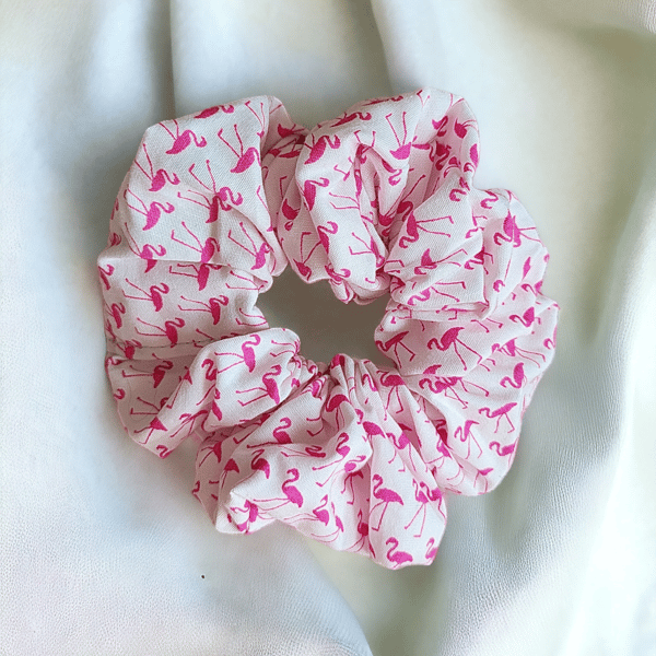 Flamingos print chunky scrunchie 