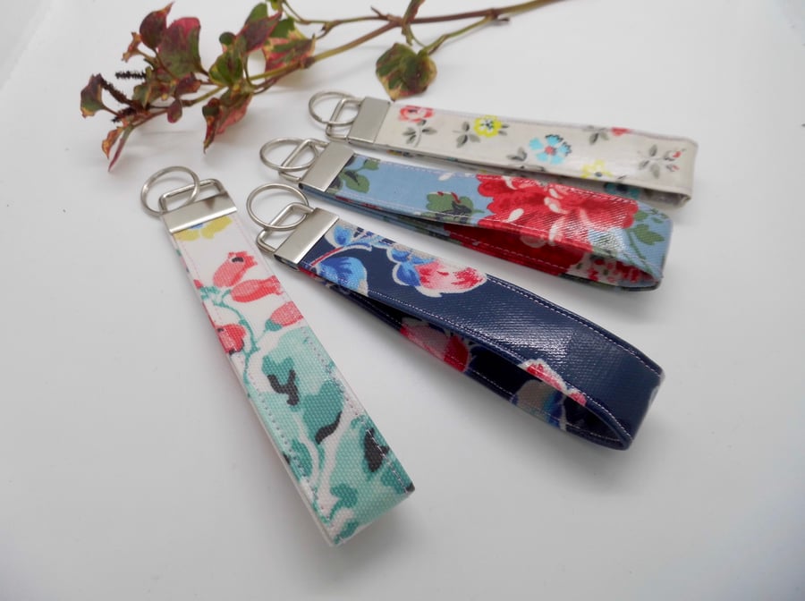 Key rings 4 pack wrist strap Cath Kidston oilcloth floral 