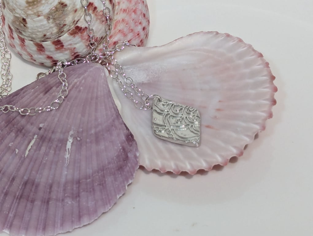 Fine Silver Diamond Shaped Pendant