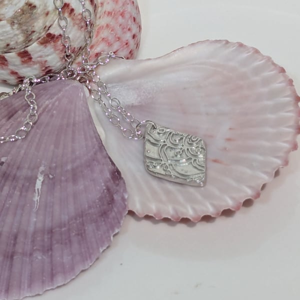 Fine Silver Diamond Shaped Pendant