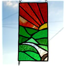 Sunset River Valley Panel Stained Glass Suncatcher
