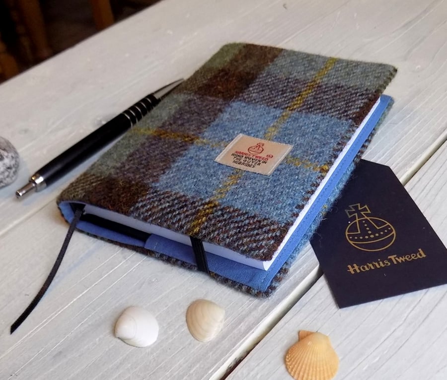 A6 Harris Tweed covered 2021 diary in Macleod tartan. Day per page