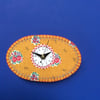 French fabric clock- mustard landscape