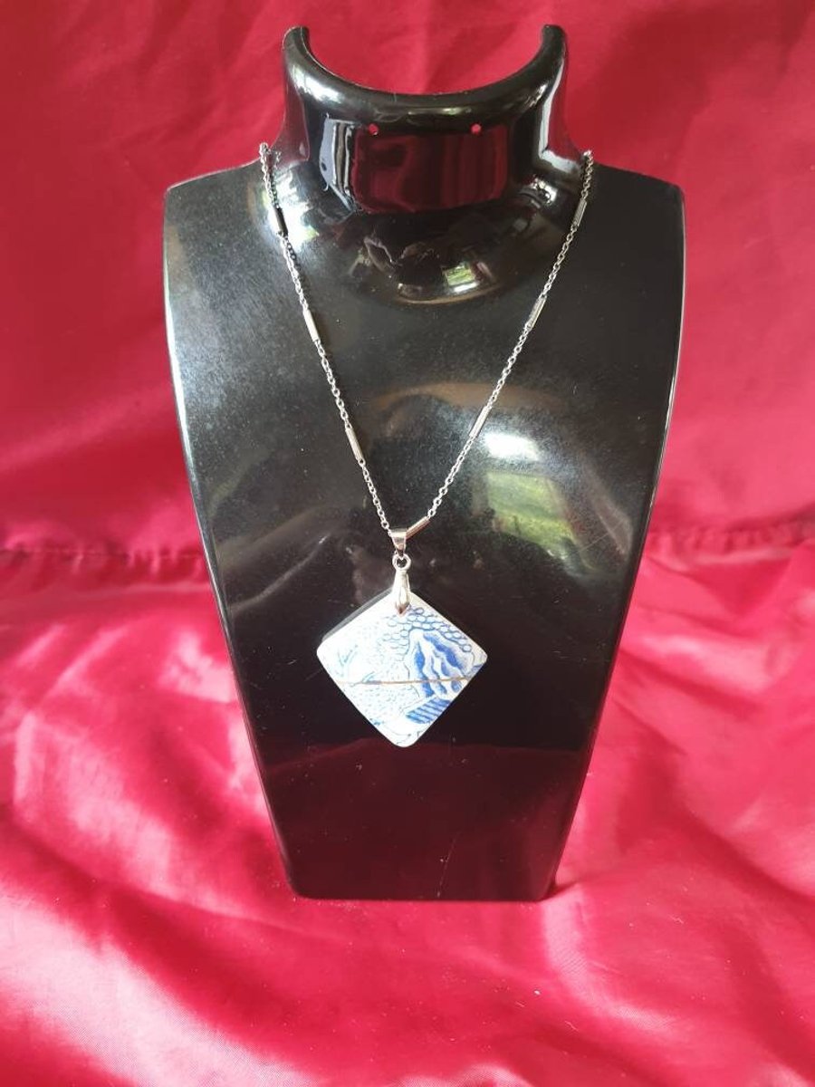 Blue Tree Top Willow Pattern Pendant