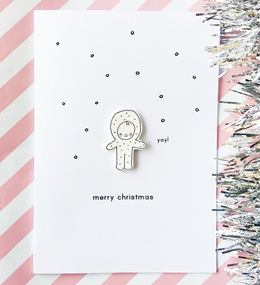 snow baby - handmade christmas card 