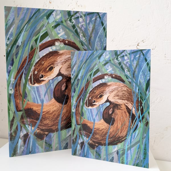 Otter  art blank card two sizes available