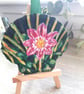 Bright pink dalhia, handpainted shell wall art.   - Image 3