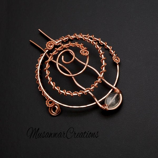 Copper Spiral bun cage ,hair bun holder,hair bun ,hair slide,twisted copper bun 