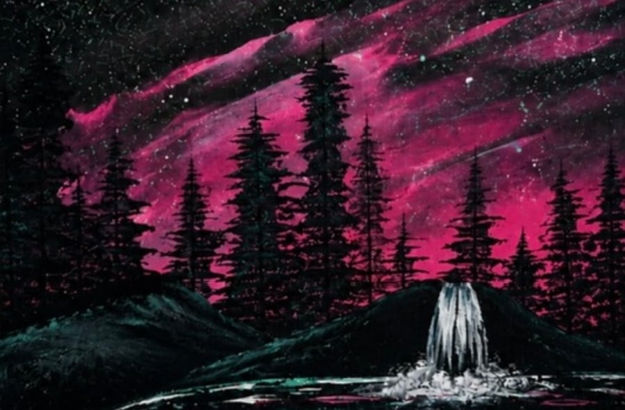Pink Aurora Skies Large A3 box canvas wall art Pink wall art Northern light Art