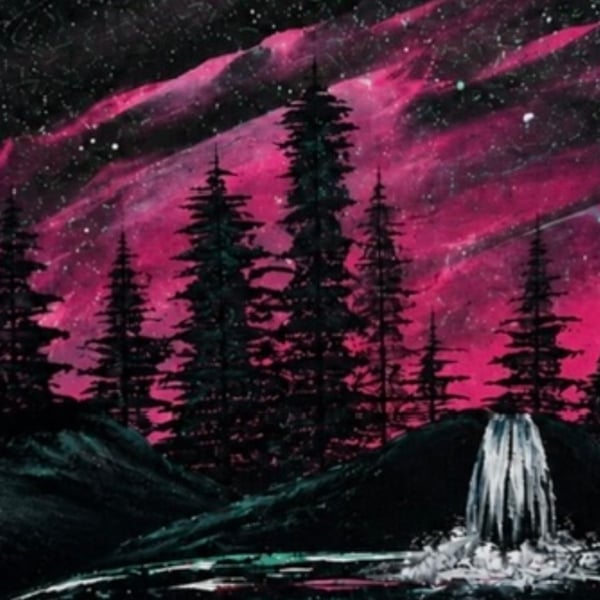 Pink Aurora Skies Large A3 box canvas wall art Pink wall art Northern light Art