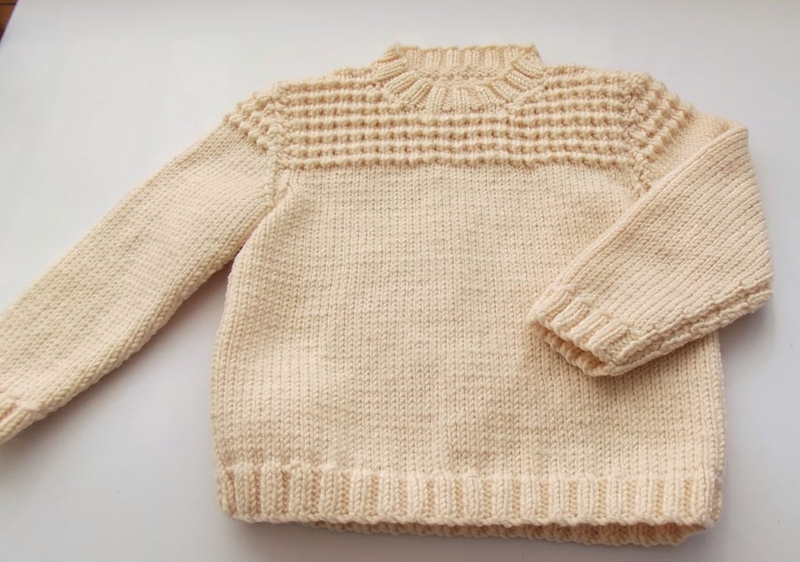 Babies Handknitted Jumper, Cream, 12 to 18 monthes, hm141