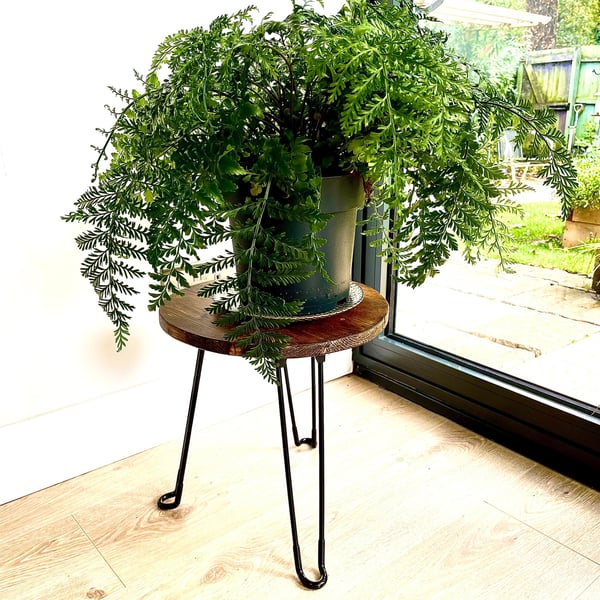 Circular Small Table, Plant Holder Table, Handmade Rustic, Timber Table, Foldawa
