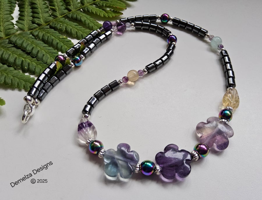 Designer Flourite & Heamotite Necklace 