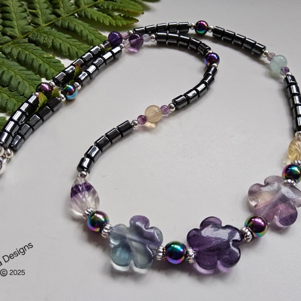 Designer Flourite & Heamotite Necklace 