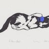 Kitten & Ball Limited Edition Hand-Pulled Linocut Print Cat
