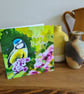 Blue tit painting printed birthday card