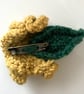 Hand knitted rose flower brooch pin - Yellow ochre - Image 2