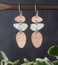 Mixed-metal Silver and Copper Textured Geometric Pebble Dangle Earrings