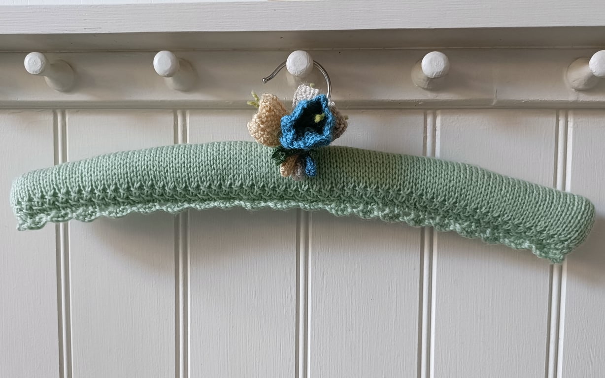Clothes hanger Coat hanger - pale green with crocus flowers