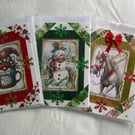 Set of 3 (Three) Beautiful Hand-Crafted Christmas Decoupage Greeting Cards (i)