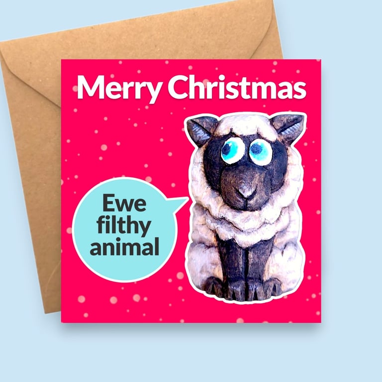 Fleece Navidad Christmas Card - Funny Sheep Xmas Card - Animal Pun Greeting