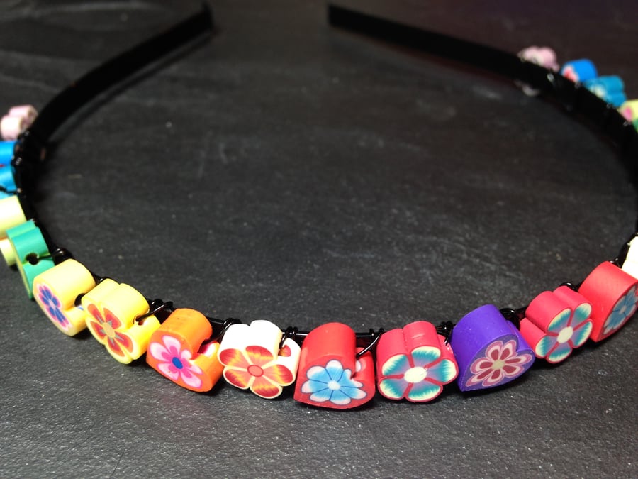 Hearts and Flowers Rainbow  Hairband Tiara