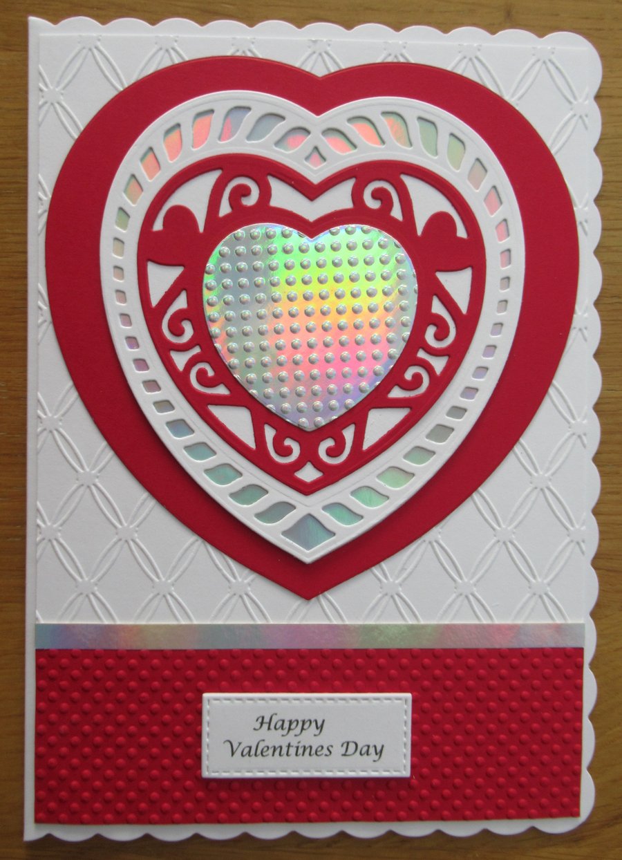 Layered Heart - A5 Valentine's Card - Red