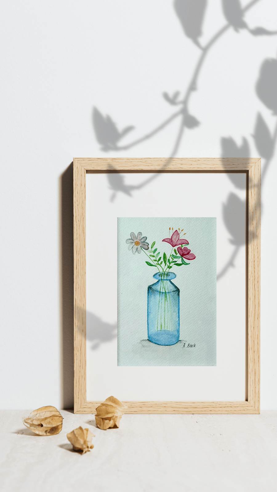 Floral Vase Watercolour Art - unframed