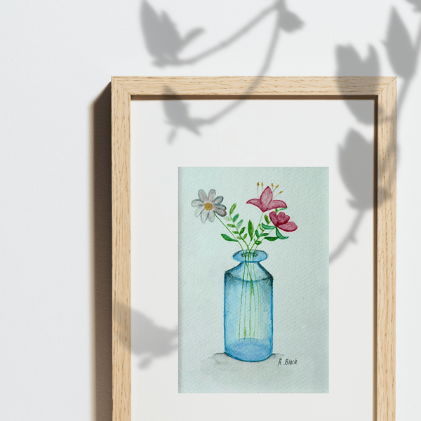 Floral Vase Watercolour Art - unframed