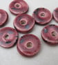 10 Medium Speckled Rose Glazed Ceramic Washer Beads - Image 3