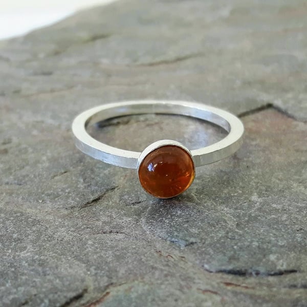 Sterling Silver Ring with Citrine Gemstone - November birthstone