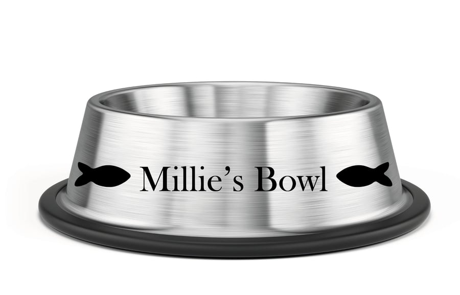 Pet Bowl Name & Symbol Sticker. Choose from colour, font and design. Dog, Cat