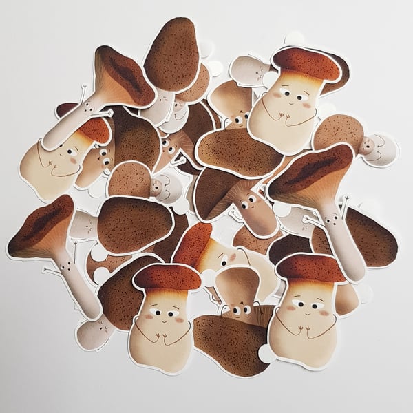 6 Cute Whimsical Mushroom Waterproof Vinyl Stickers