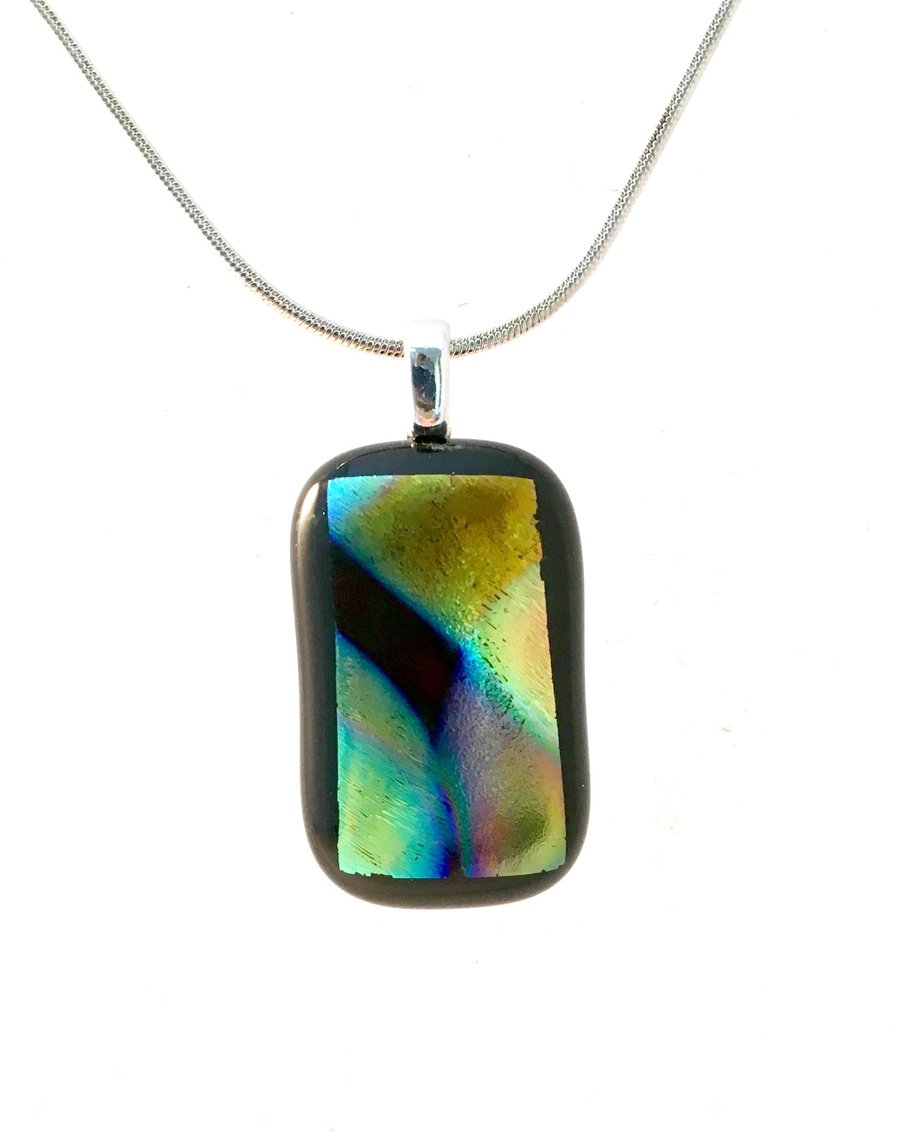 Shimmering Dichroic Fused Glass Pendant