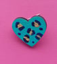 Painted Leopard Print Wooden Heart Brooch - Image 3