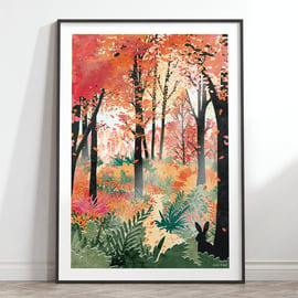 Forest Bathing Illustrated Art Print 