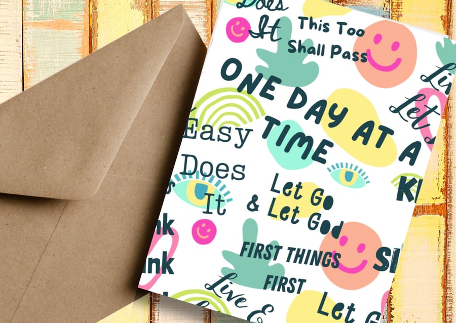 Sober Affirmations Sober Card Sobriety Gift, AA Gifts Sober Anniversary Card for