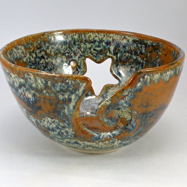 Large stoneware Yarn Bowl Knitting Crochet Bowl 7 layers of Lead free Glaze 