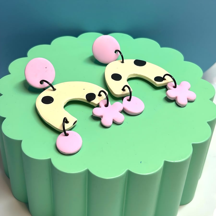 u shaped polymer clay earrings