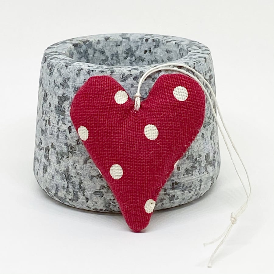 LAVENDER MINI HEART - cranberry red polka dot