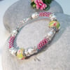 Yellow Pink and Silver Bangle
