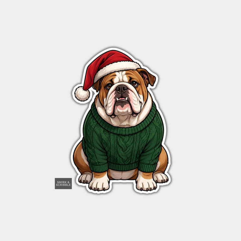 Unique Funny Christmas Sticker Xmas Decal For Adults - English Bulldog