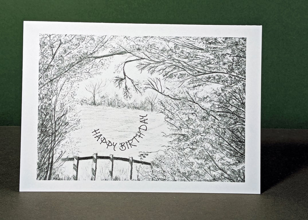 Viewpoint Pencil Art Card: Blank or Personalised A6-Size Greetings Card