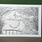 Viewpoint Pencil Art Card: Blank or Personalised A6-Size Greetings Card